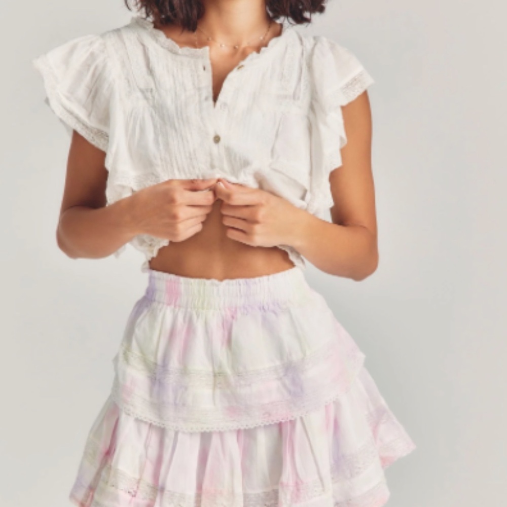 LoveShackFancy tie dye mini skirt in XL